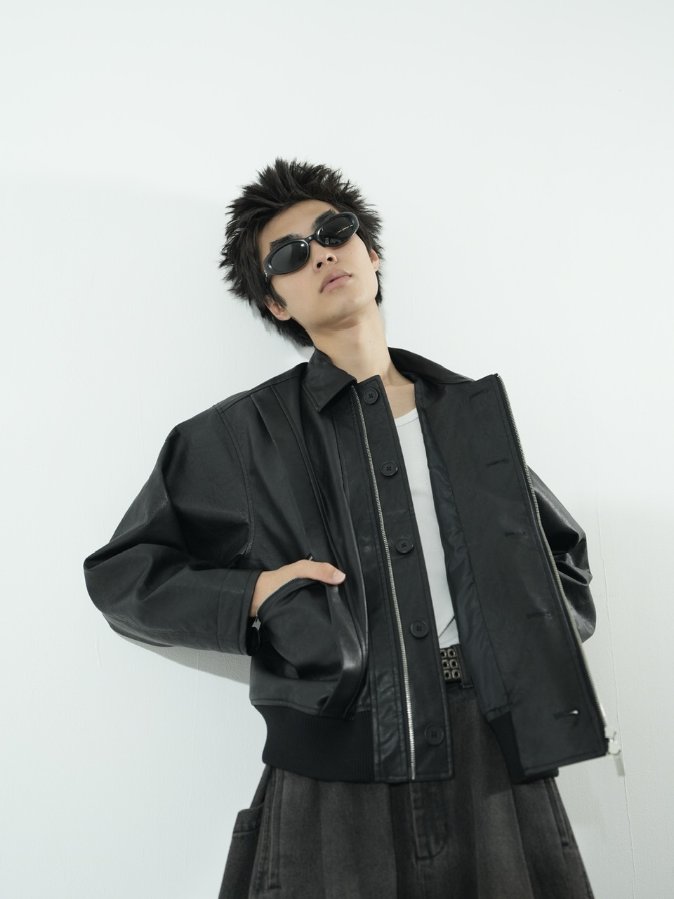 CS】multi vegan leather blouson (black) | OUR BRAND,Chikashitsu +