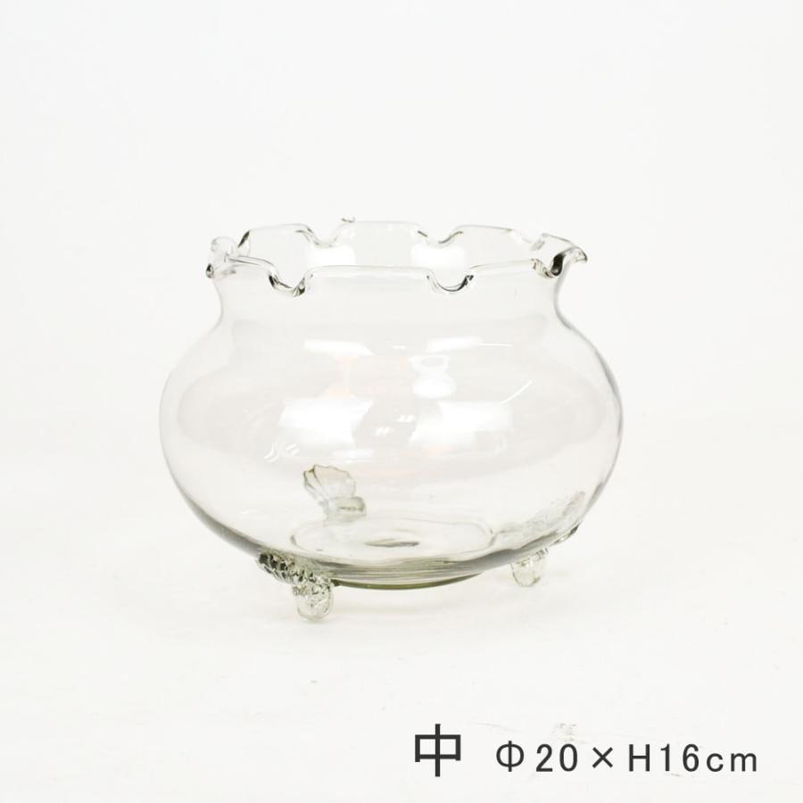フリル金魚鉢 中 ガラス製 涼しげな きんぎょ鉢 メダカ鉢 涼しげに