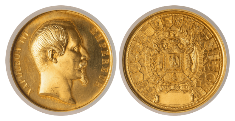 MS62】1855年 フランス ナポレオン3世 パリ万国博覧会 記念金メダル