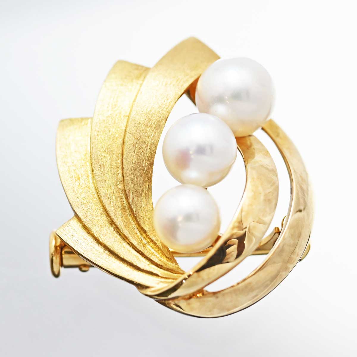 ミキモト MIKIMOTO K14YG イエローゴールド パール ブローチ 3332