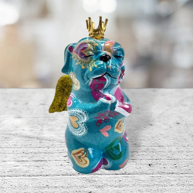 昭和レトロポップヴィンテージ イヌ 犬 置物 ブルー オブジェ 貯金箱