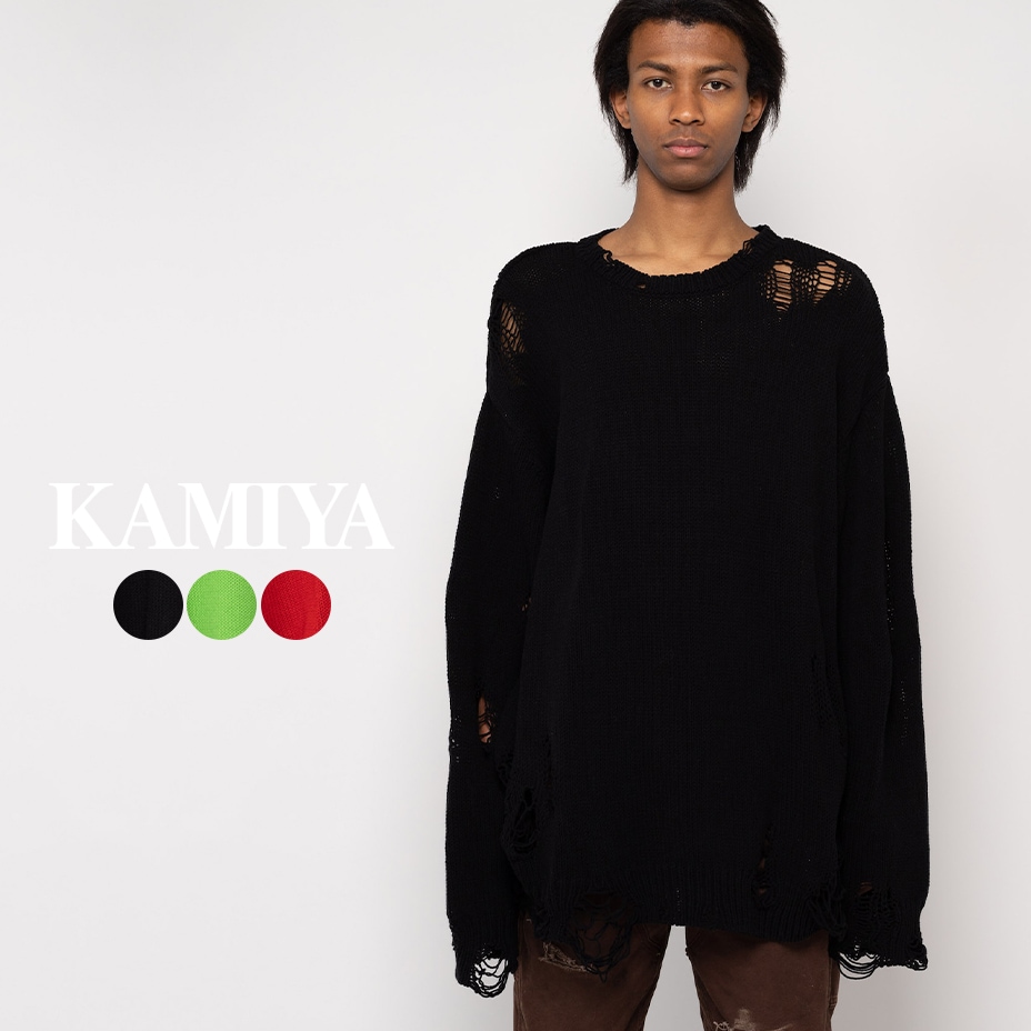 Distressed Knit Pullover G11PO031 ] KAMIYA / カミヤ | メンズ OTHER