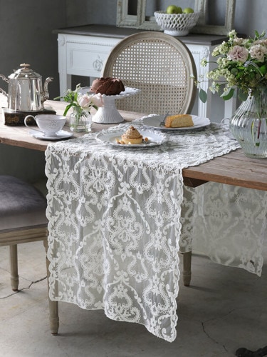 Chez moiテーブルランナーArabesqueオフホワイト50x160cm