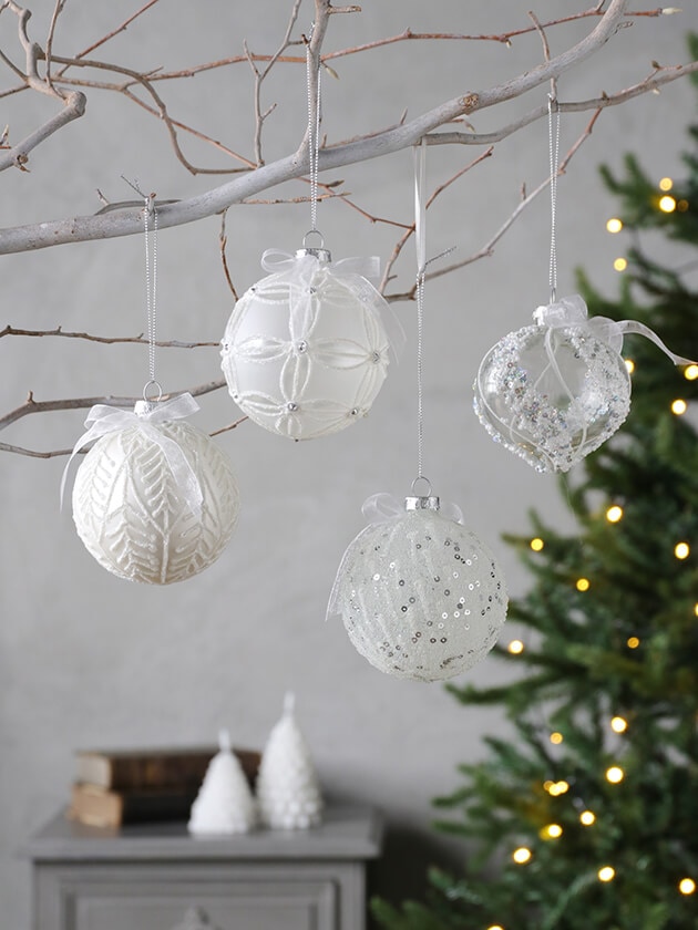 ガラスオーナメント8cmアソート4個セット