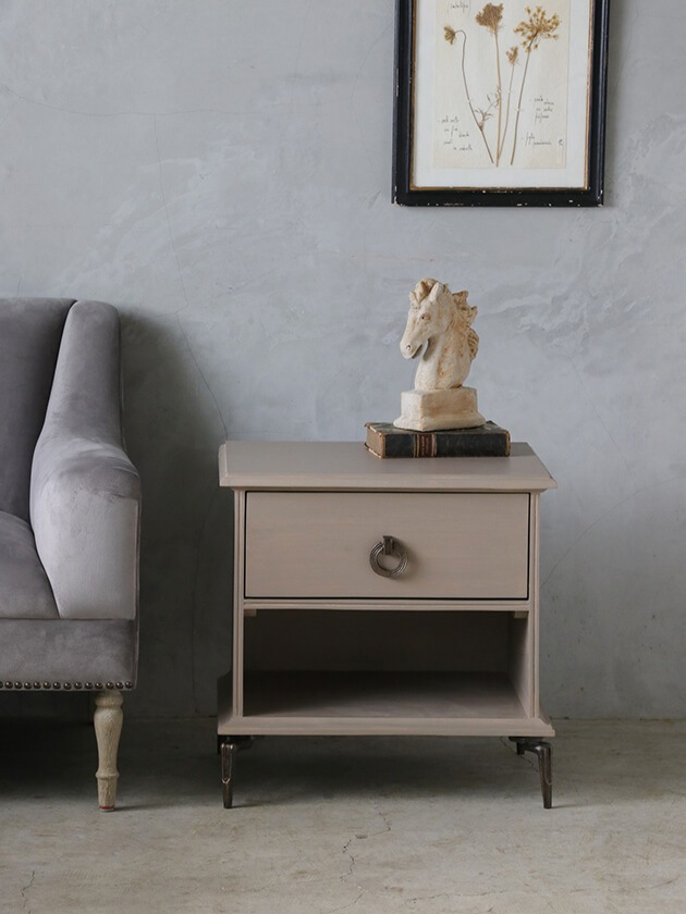 BLANC D'IVOIREサイドテーブルGABRIELLEグレージュ