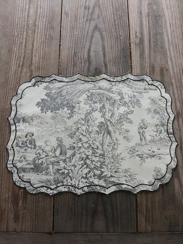 Borgo delle tovaglieプレースマットFIRENZEトワルドジュイ ブラック