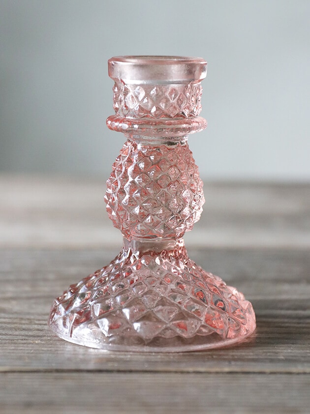 GOODWILLガラスキャンドルホルダーELEGANTピンク10cm ～ サラグレース