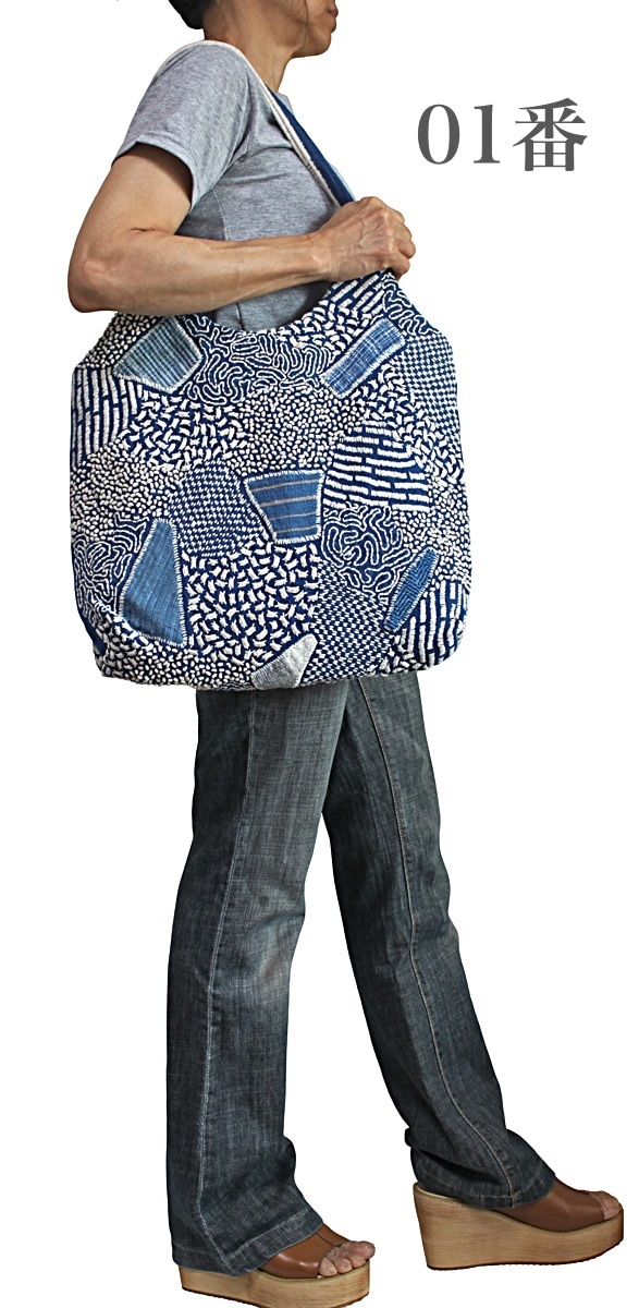 天然インディゴ染め刺し子トートバッグ | アクセサリー,バッグ/袋物