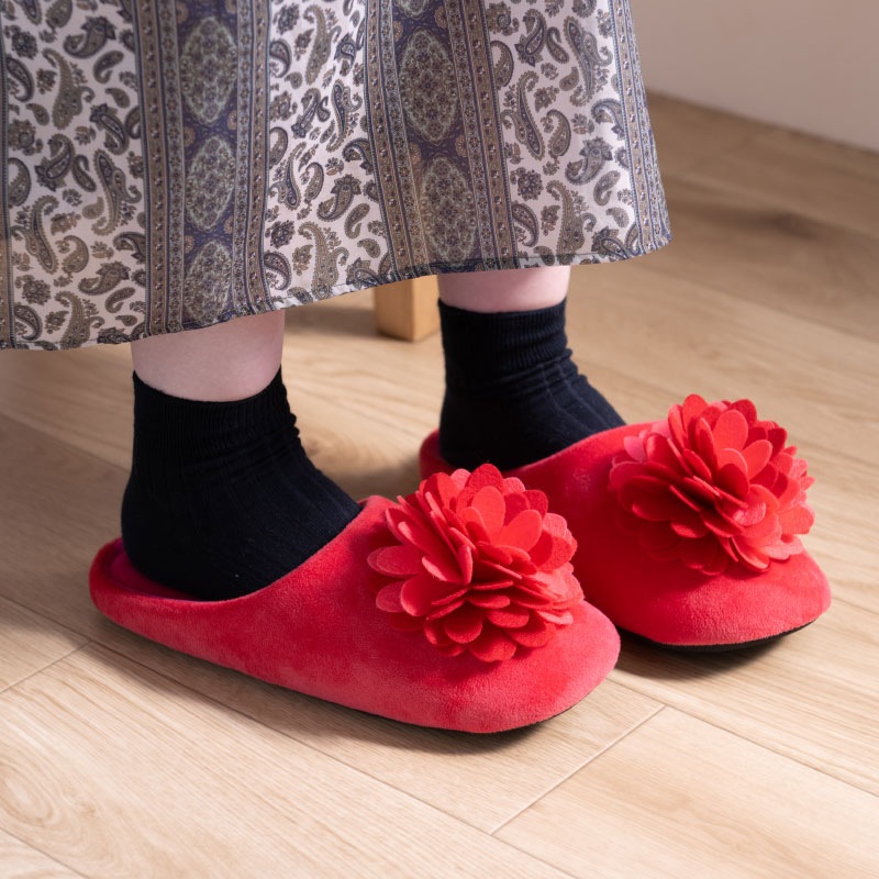 SDS ダリア スリッパ 約22.5～24.5cm ブラウン/ピーコックグリーン