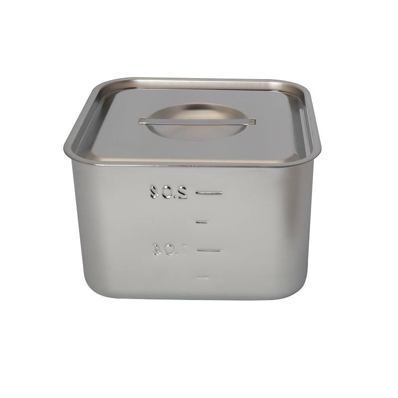 HACCP】【NSF】18-8 浅型角キッチンポット 目盛付 1.9L SH-4214