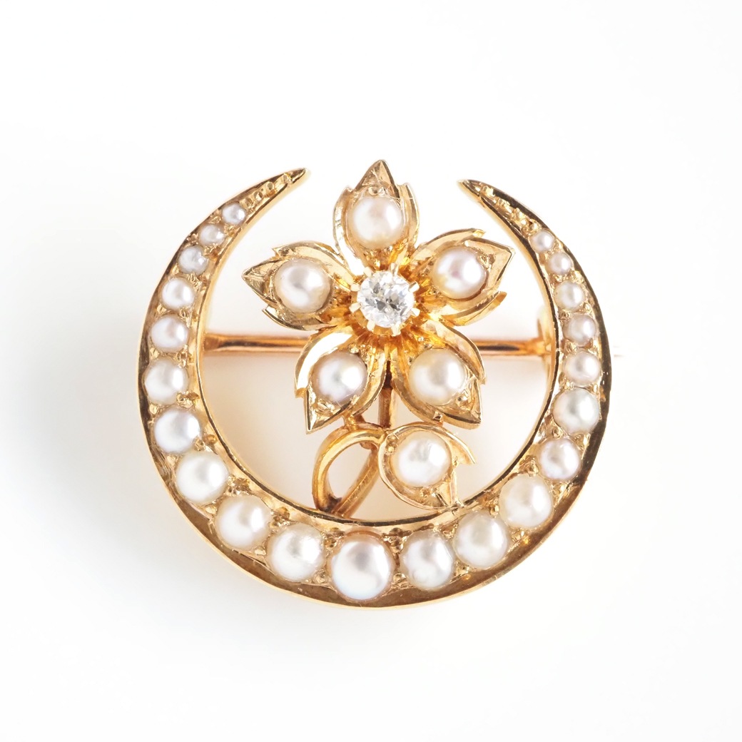 アンティークジュエリー アンティークブローチ パール フラワー