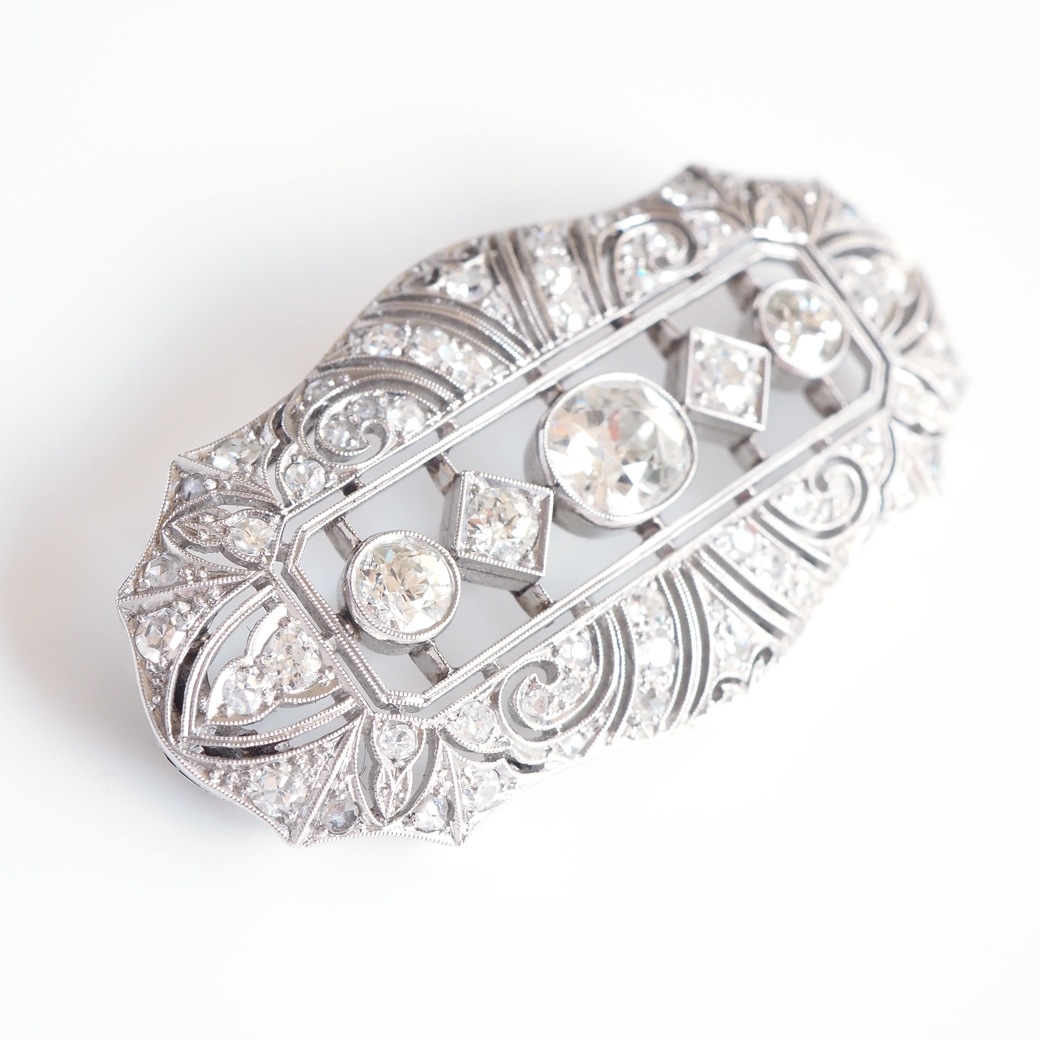 アンティークジュエリー アンティークブローチ ダイヤモンド 透かし