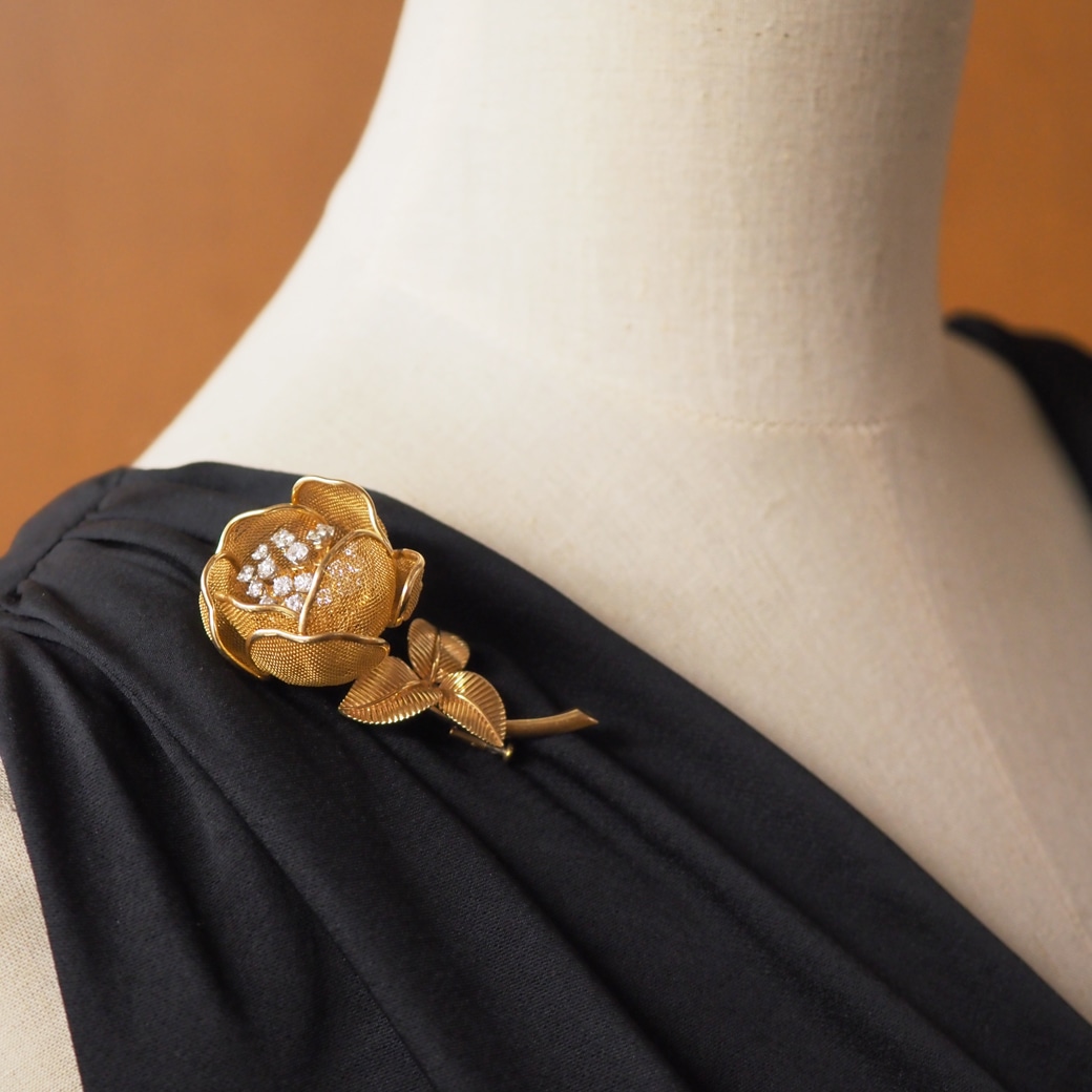 アンティークジュエリー アンティークブローチ ダイヤモンド ゴールド