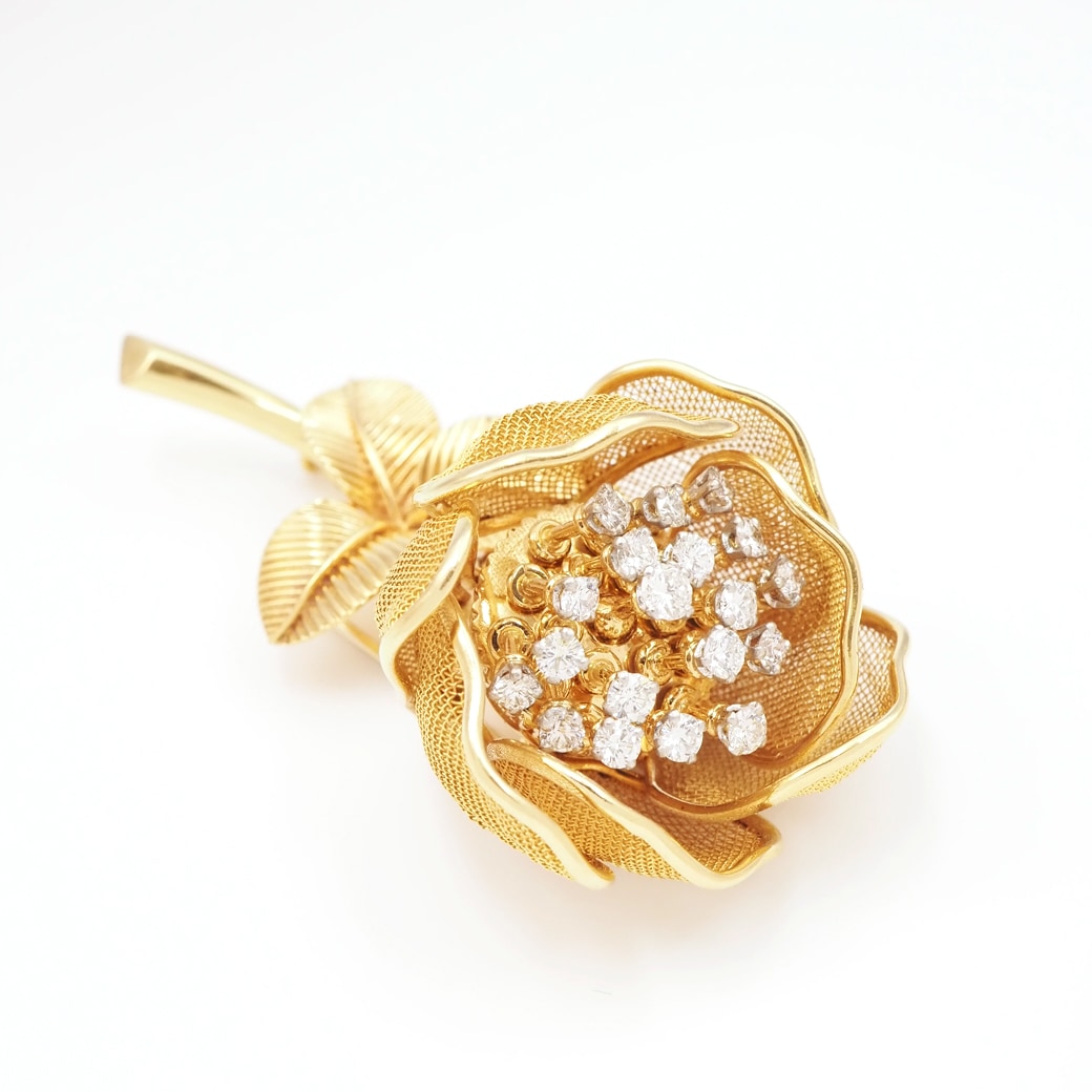 アンティークジュエリー アンティークブローチ ダイヤモンド ゴールド