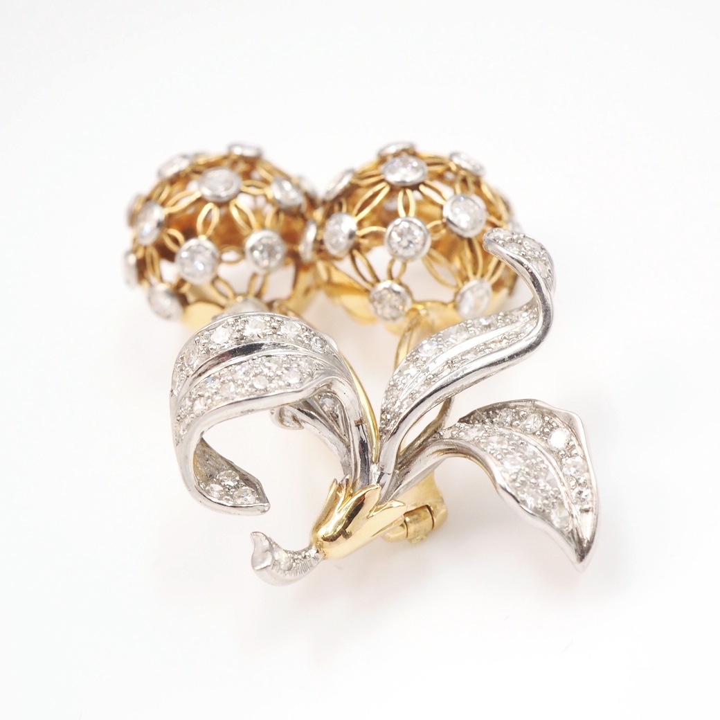 アンティークジュエリー アンティークブローチ ダイヤモンドチェリー