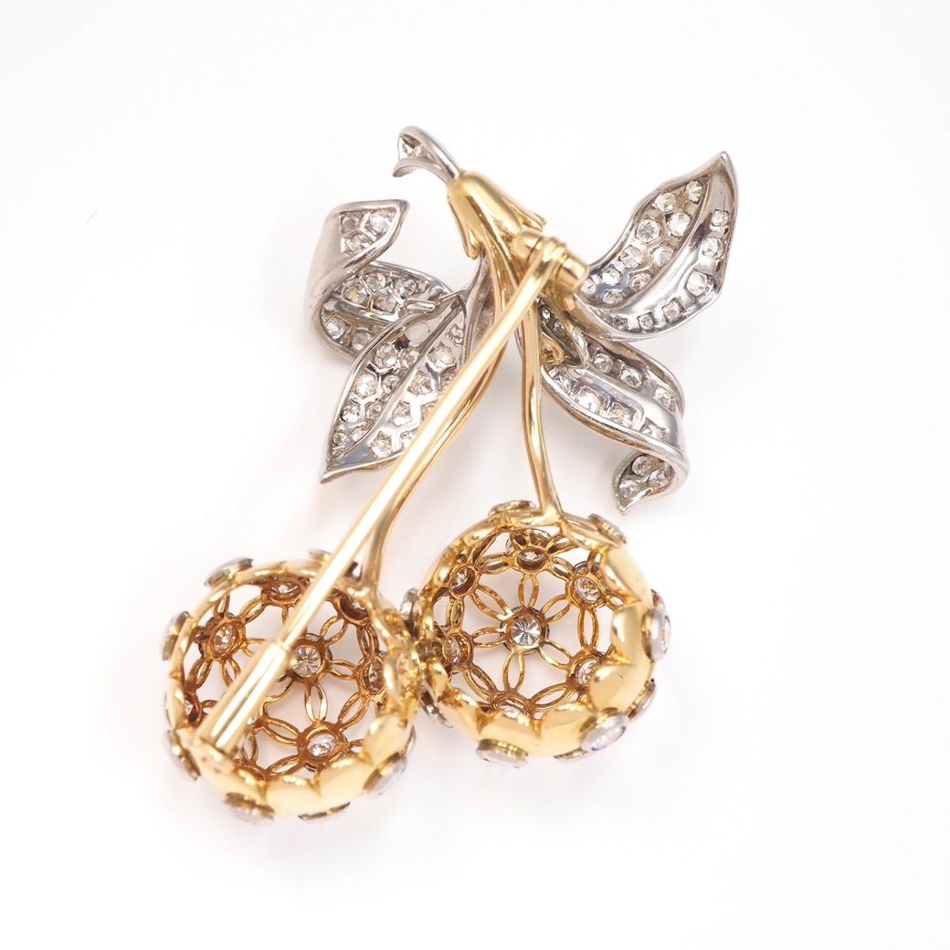 アンティークジュエリー アンティークブローチ ダイヤモンドチェリー