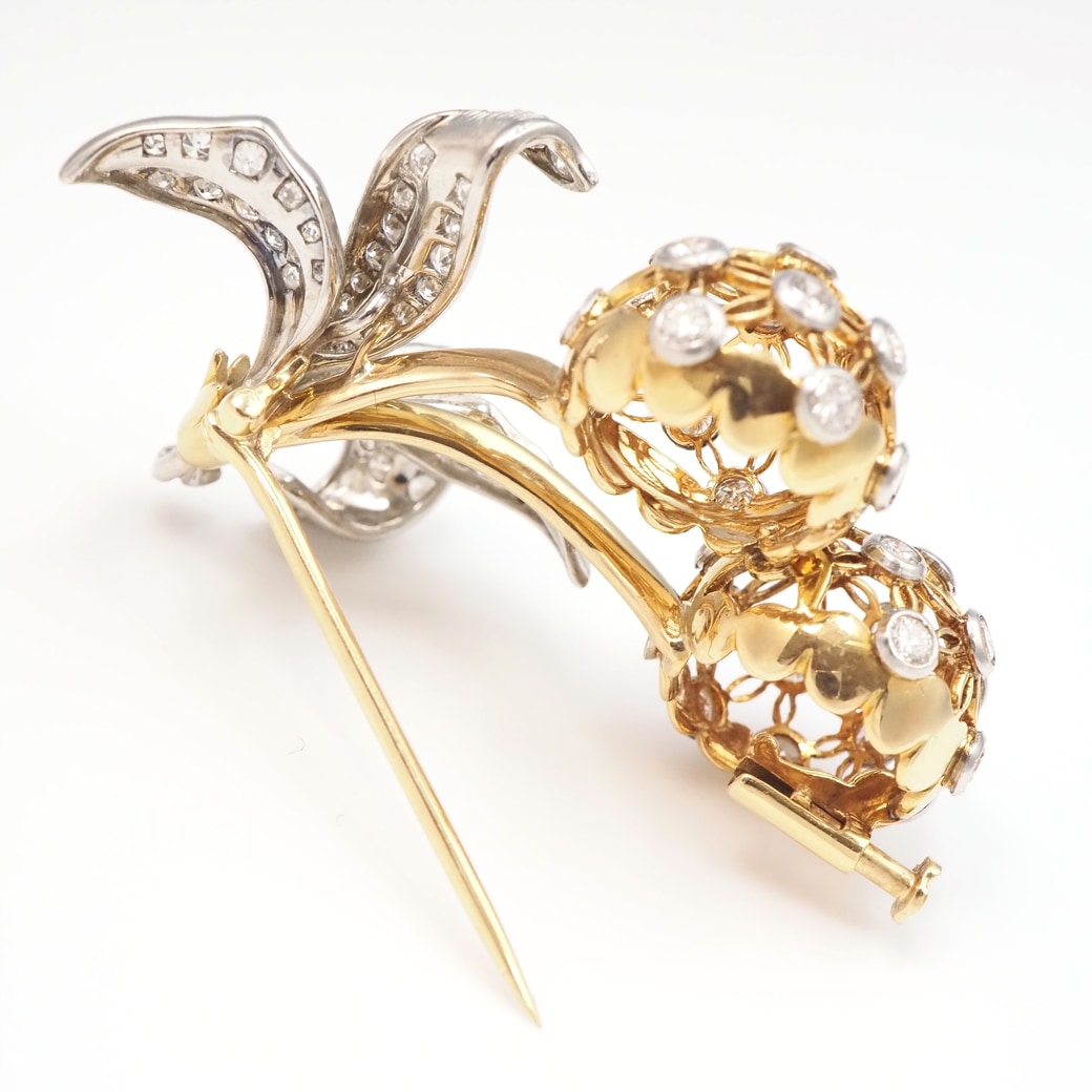 アンティークジュエリー アンティークブローチ ダイヤモンドチェリー