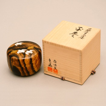 人間国宝】寺井直次・川北良造合作 黒柿造 平棗 千鳥蒔絵｜漆器の島安