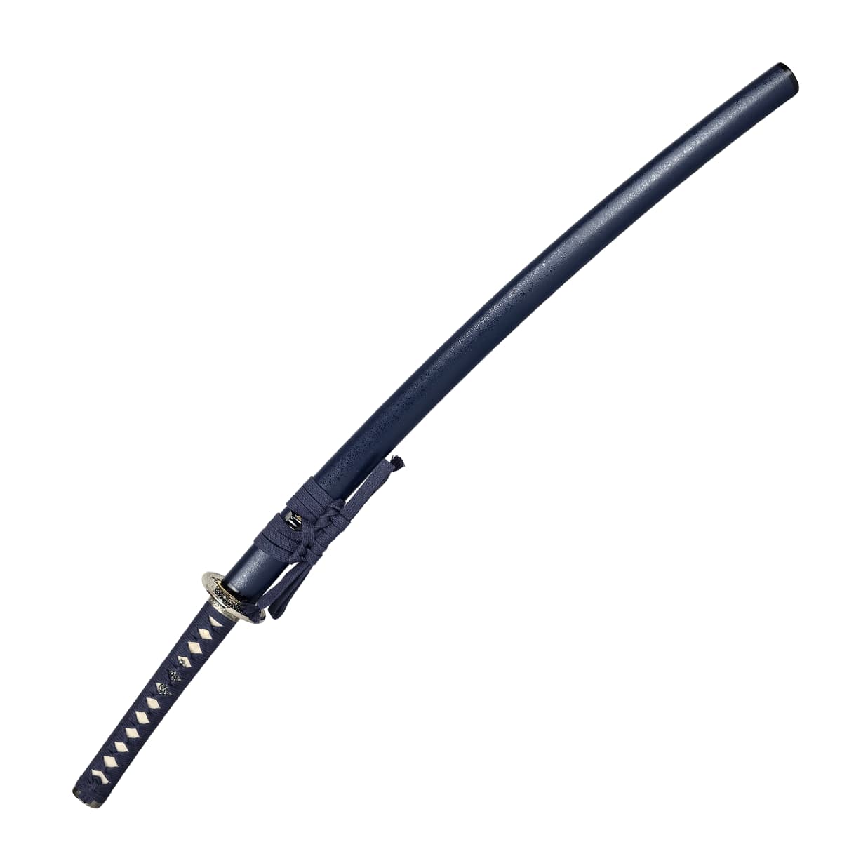 格安模造刀大刀 濃緑柄 波絵透し丸鍔 黒梨地鞘 格安模造刀大刀 濃緑柄