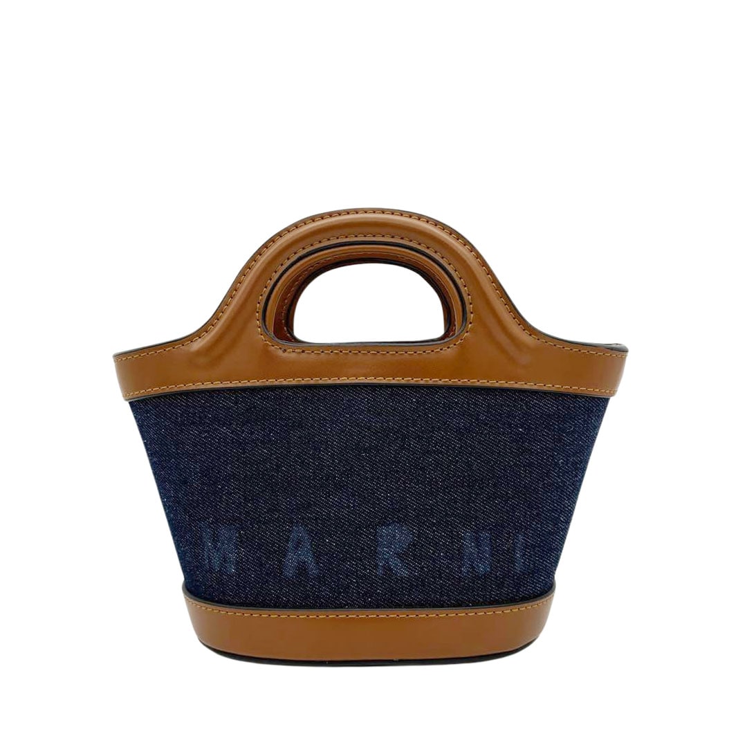 MARNI マルニ トロピカリア マイクロ 2WAY カゴバッグ デニム&レザー