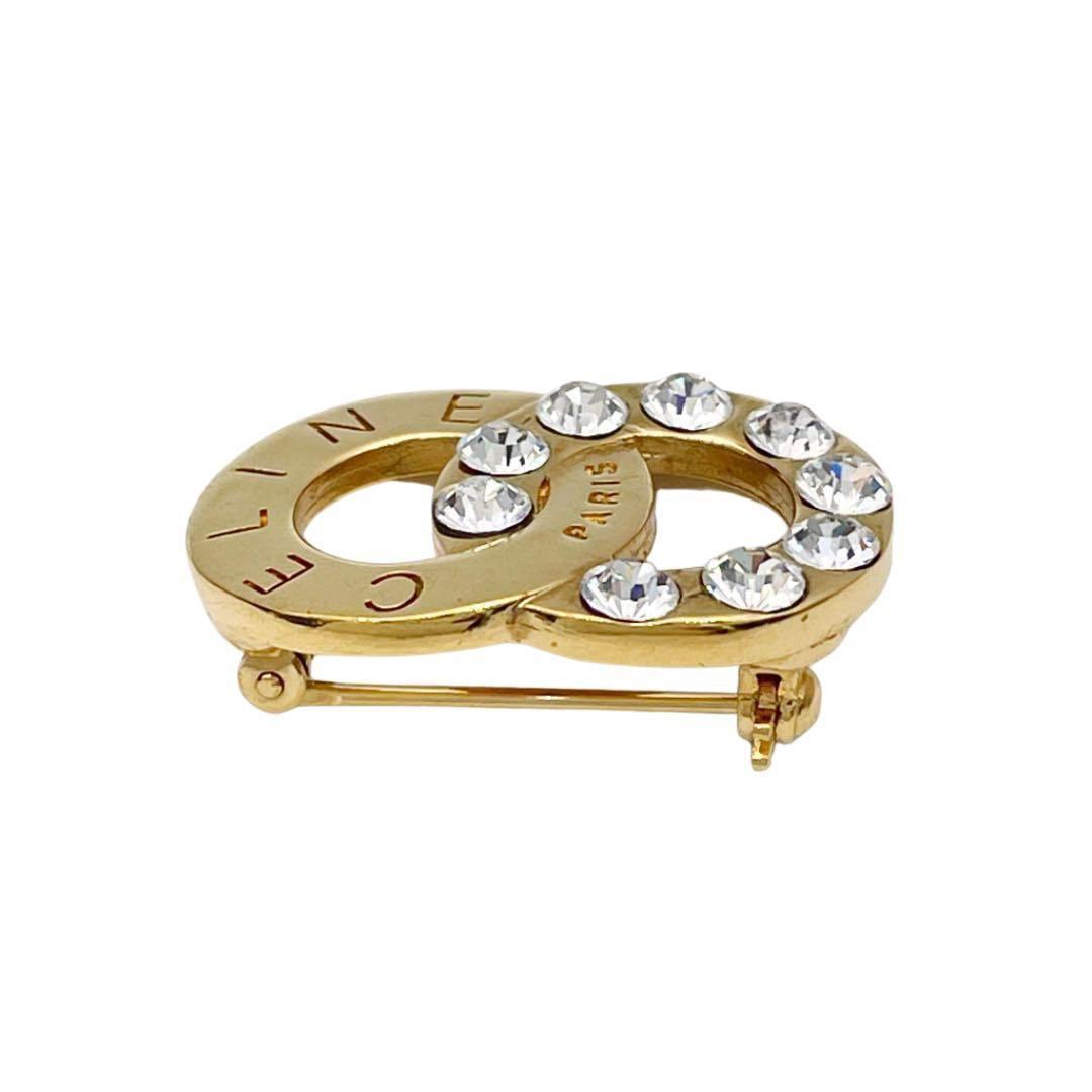 美品 CELINE セリーヌ ブローチ イタリア製 円形 ラウンド ゴールド