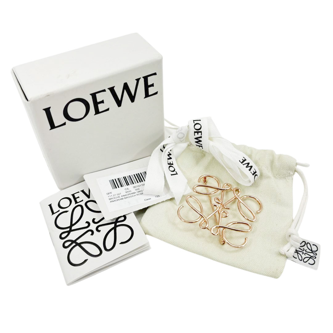 LOEWE ロエベ アナグラムブローチ メタル ローズゴールド