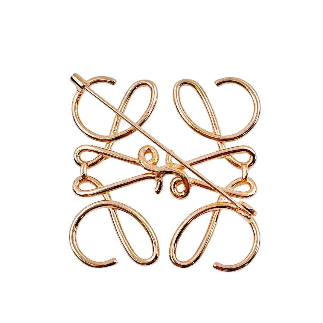 LOEWE ロエベ アナグラムブローチ メタル ローズゴールド