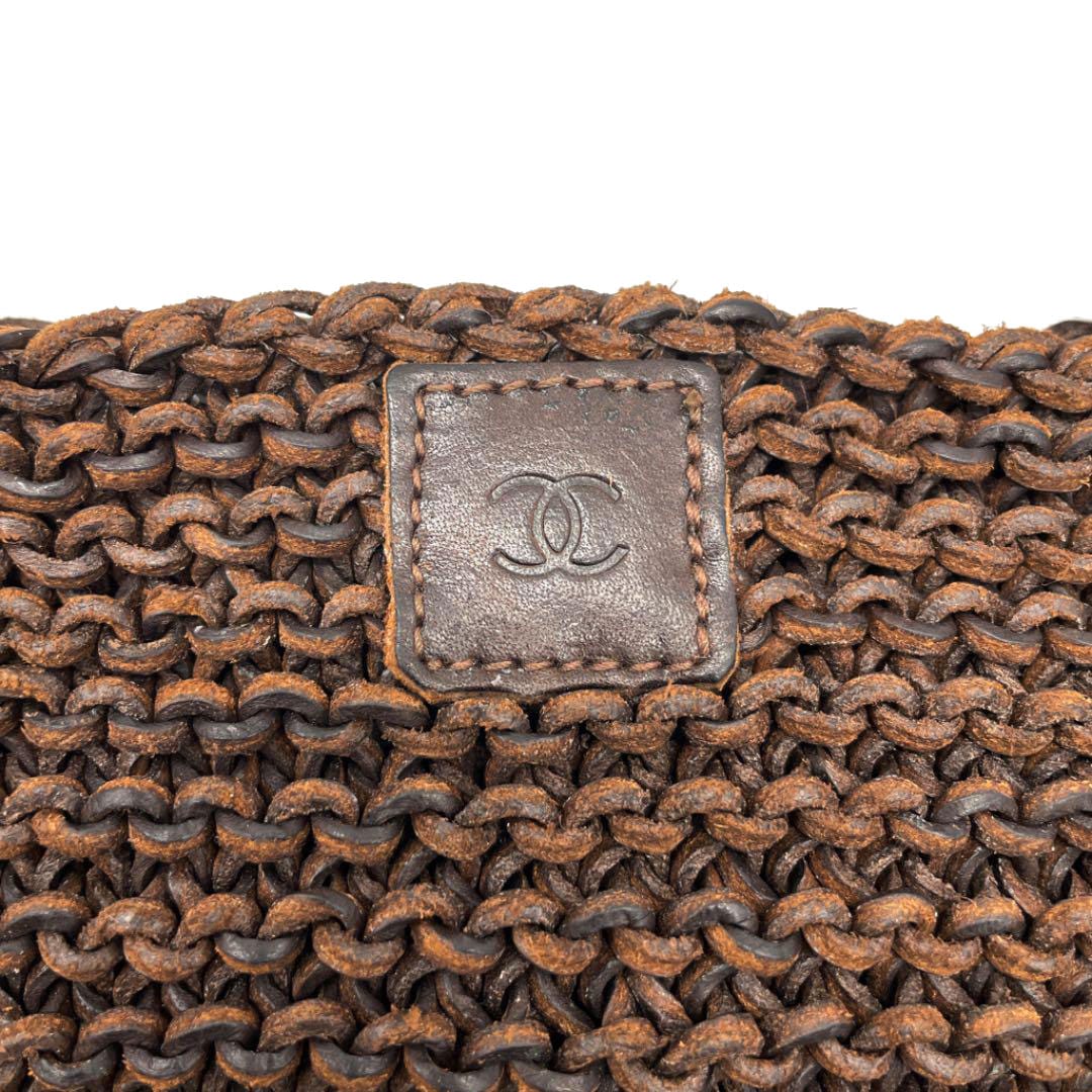 CHANEL シャネル トートバッグ 編み込みレザー ブラウン 5番台