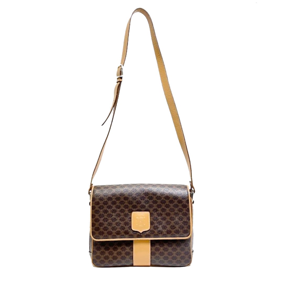 CELINE セリーヌ ショルダーバッグ マカダム PVC レザー ブラウン M13