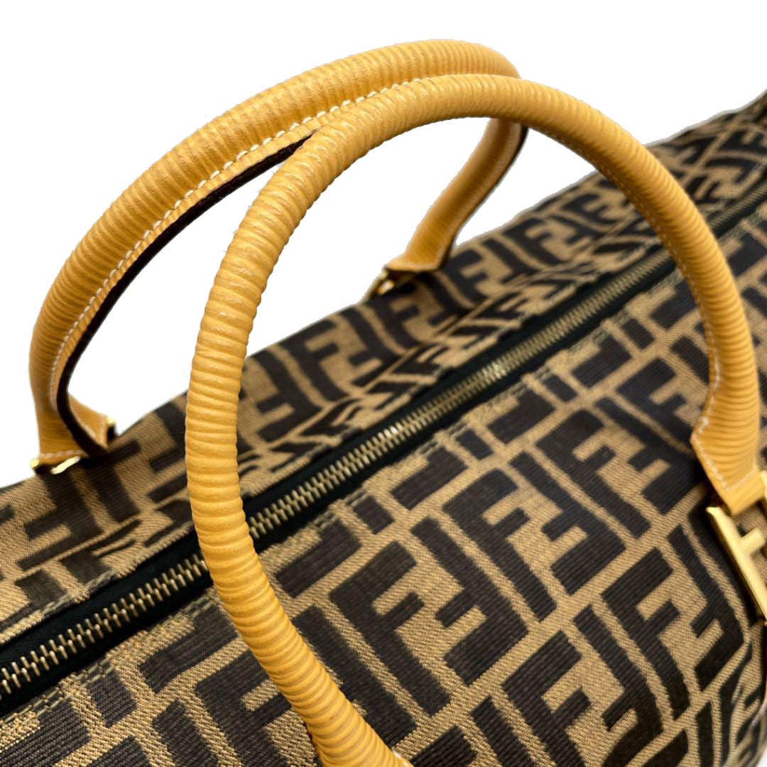 FENDI フェンディ ボストンバッグ ズッカ柄 キャンバス レザー