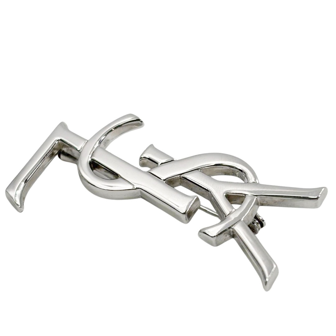 Yves Saint Laurent イヴサンローラン カサンドラ ブローチ YSLロゴ