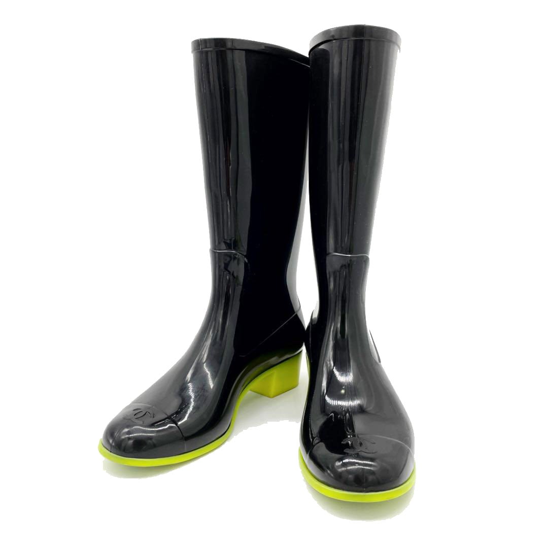 CHANEL シャネル レインブーツ 長靴 ココマーク ラバー ブラック
