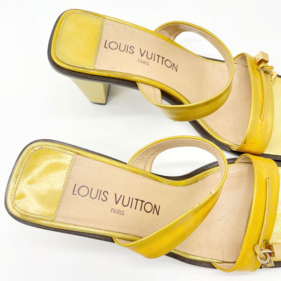 LOUIS VUITTON ルイヴィトン サンダル エナメル イエロー系 37（約24cm