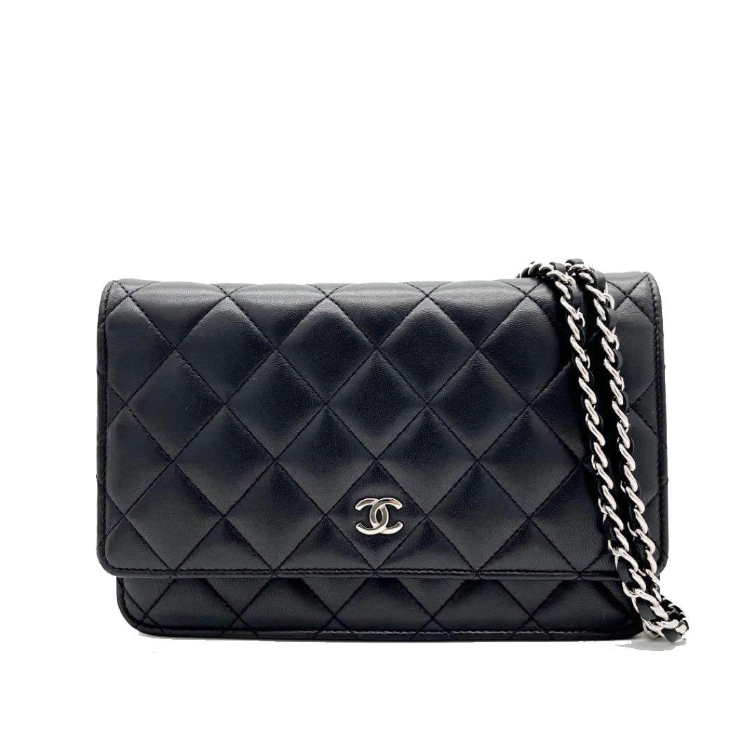 CHANEL シャネル チェーンウォレット 財布 ラムスキン ブラック