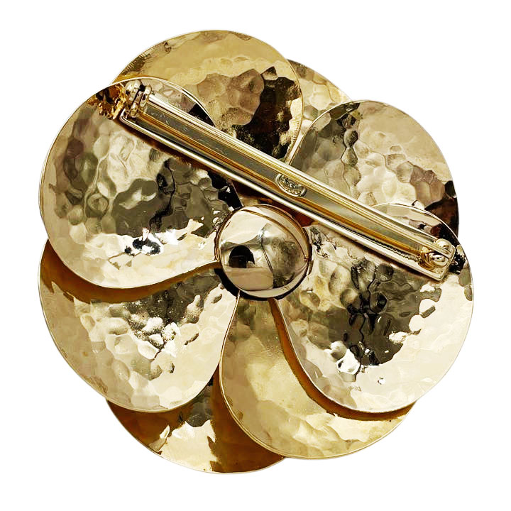 CHANEL シャネル ブローチ カメリア メタル アイボリー ゴールド 02P