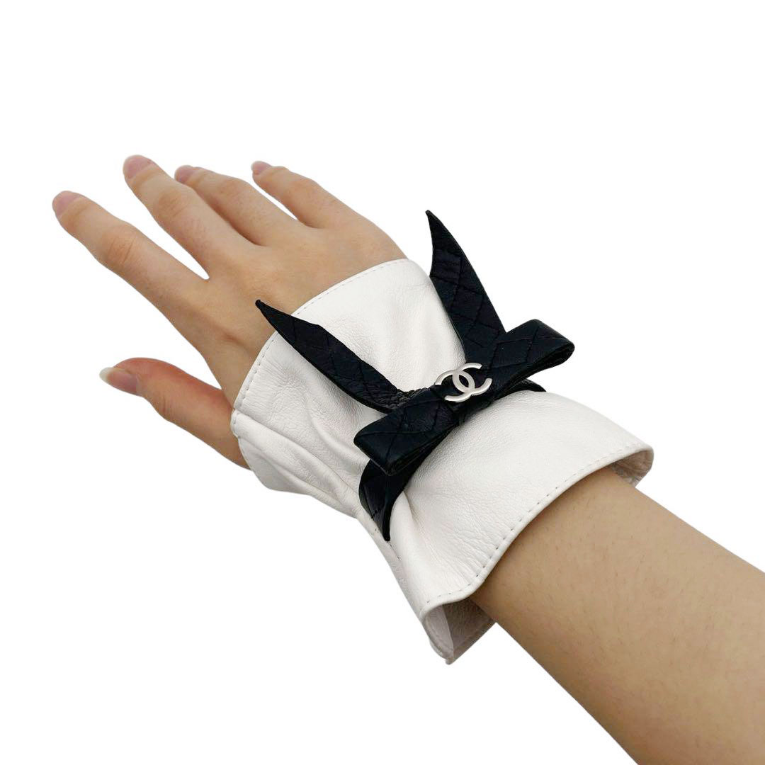CHANEL シャネル フィンガーレス グローブ 手袋 ココマーク リボン