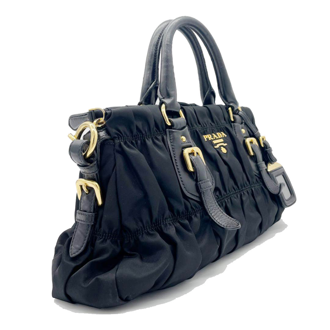 PRADA プラダ 2WAY ショルダーバッグ ナイロン レザー ブラック