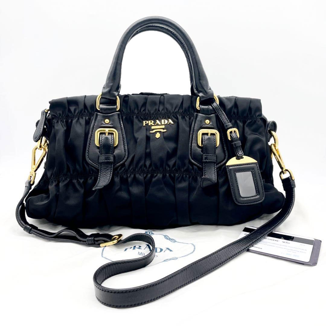 PRADA プラダ 2WAY ショルダーバッグ ナイロン レザー ブラック