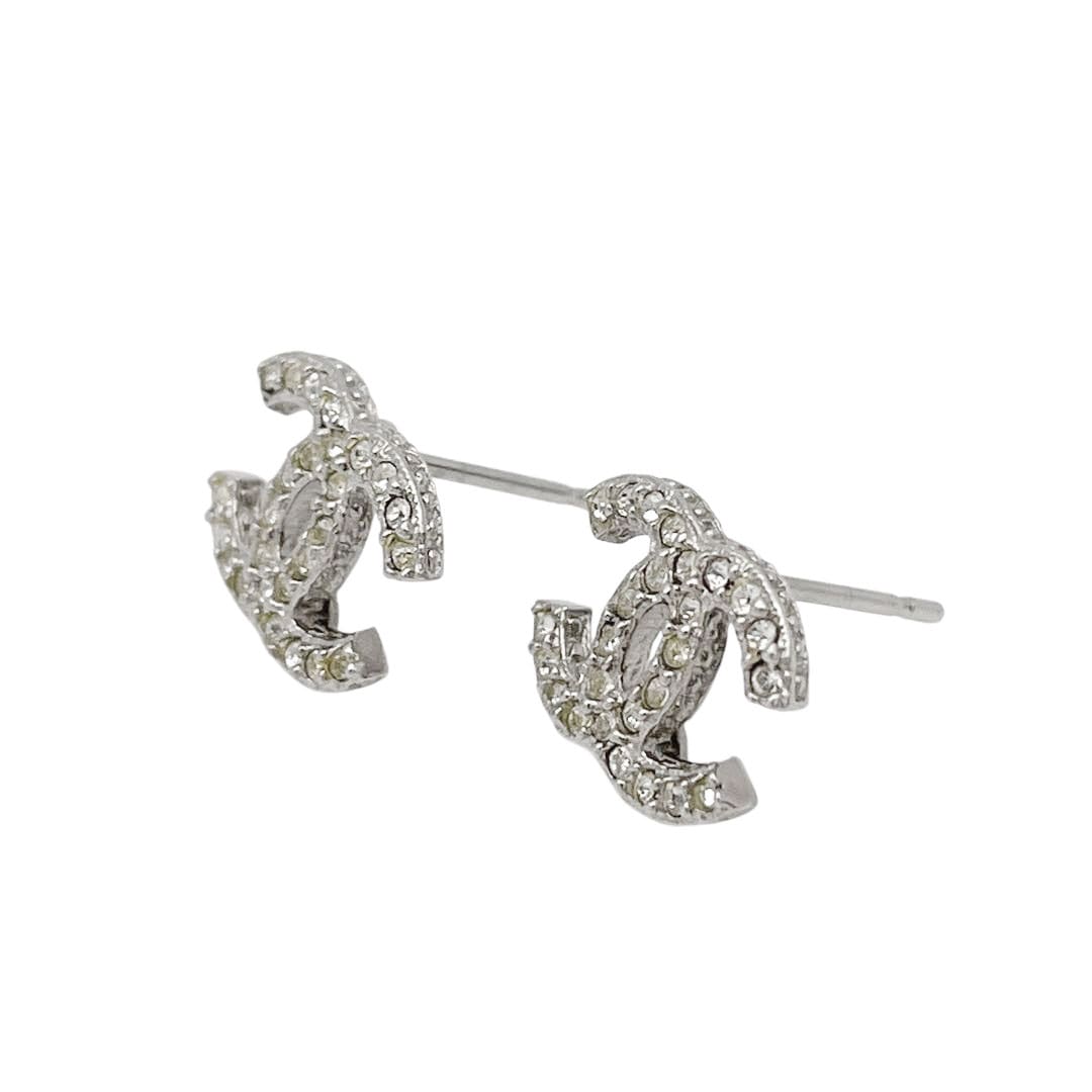 CHANEL シャネル ピアス ココマーク ラインストーン F16V シルバー