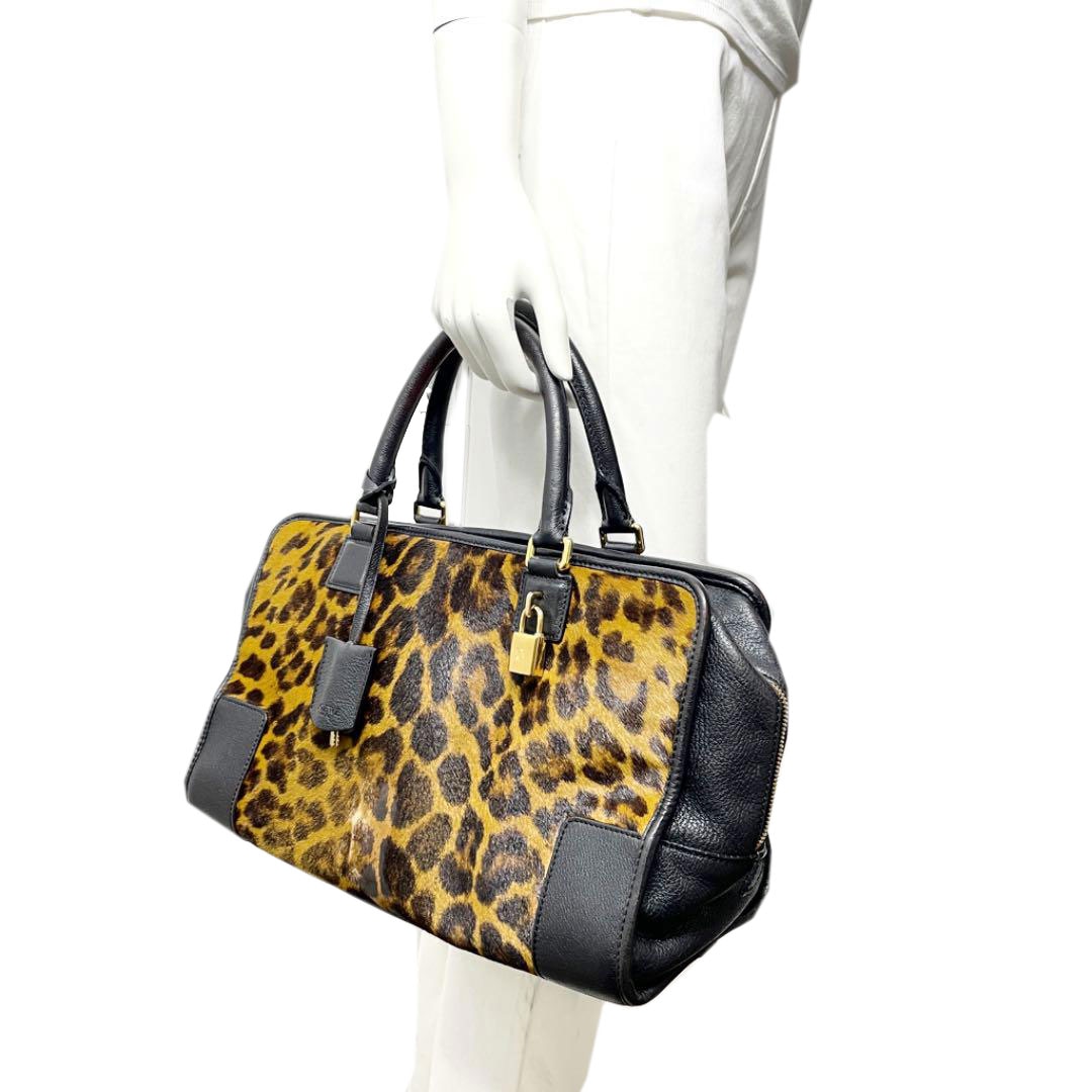LOEWE ロエベ ハンドバッグ アマソナ36 ハラコ レオパード ヒョウ柄