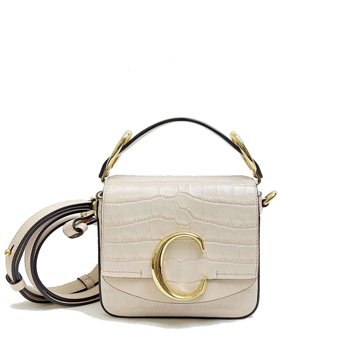 Chloe クロエ C 2WAY ミニショルダーバッグ 型押し レザー ピンク