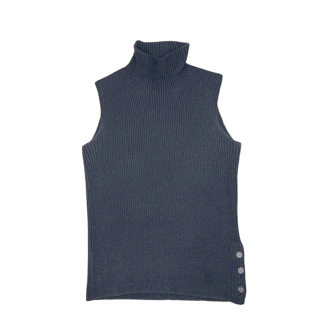 HERMES エルメス ノースリーブニット シルク ポリアミド XS グレー