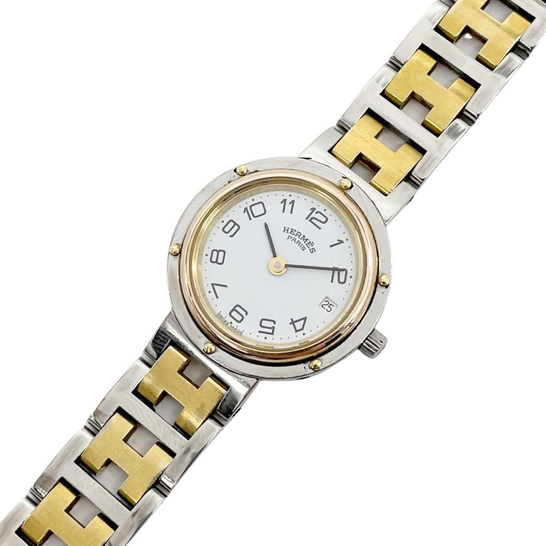 HERMES エルメス レディース腕時計 クリッパー QZ コンビ ゴールド