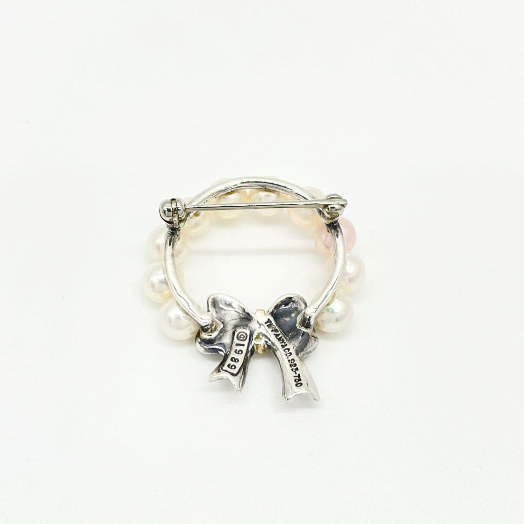 TIFFANY ティファニー ブローチ パール リボン 750（K18YG） SV925 5.9