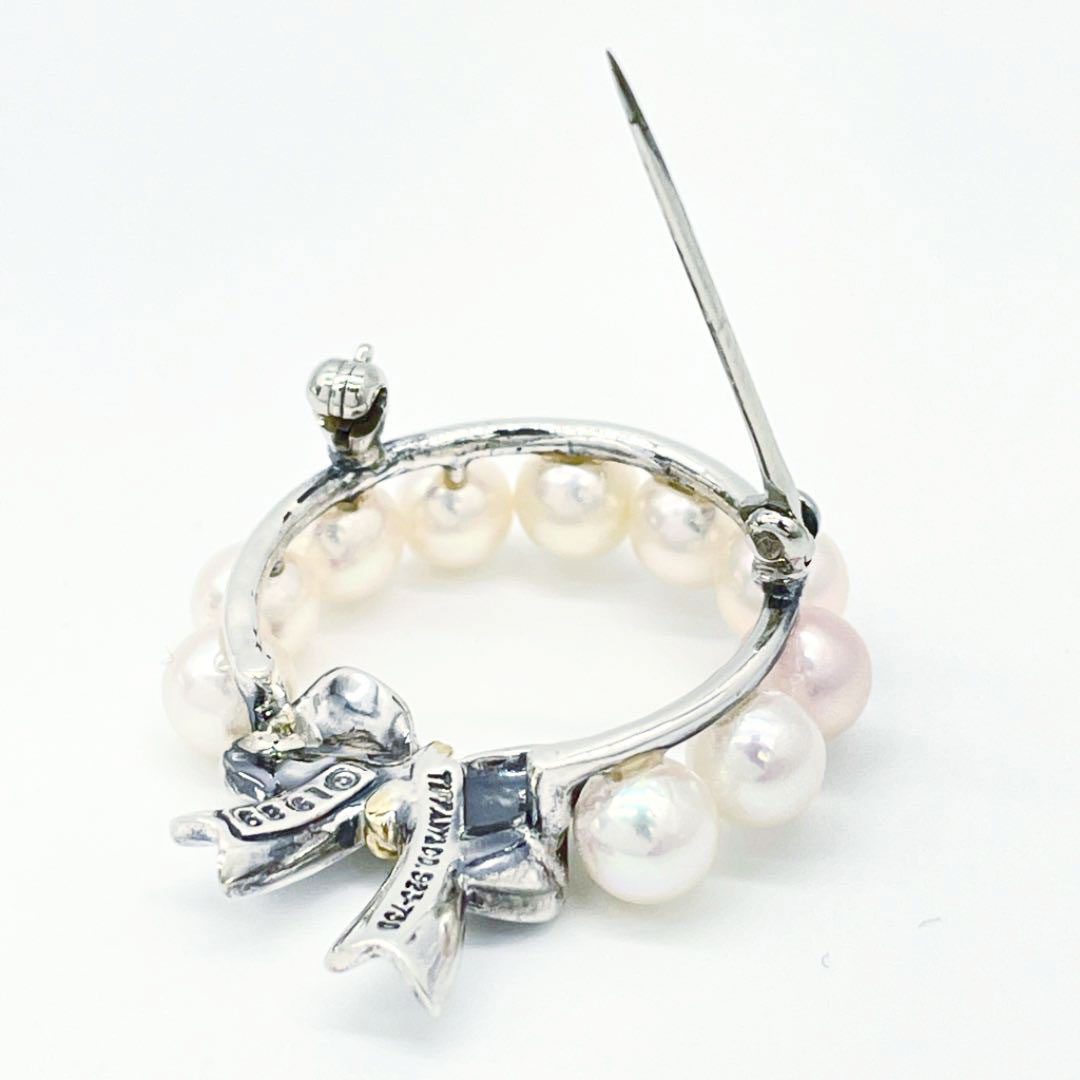 TIFFANY ティファニー ブローチ パール リボン 750（K18YG） SV925 5.9