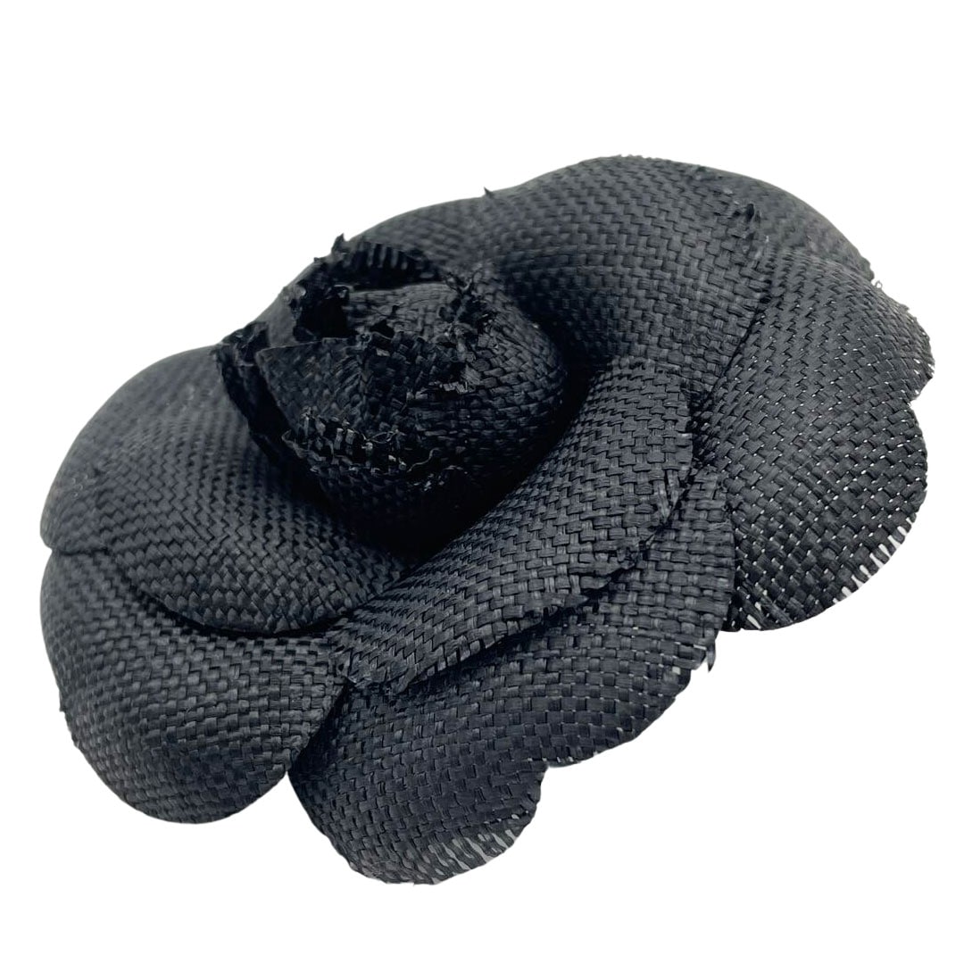 CHANEL シャネル コサージュ カメリア フラワー キャンバス ブラック