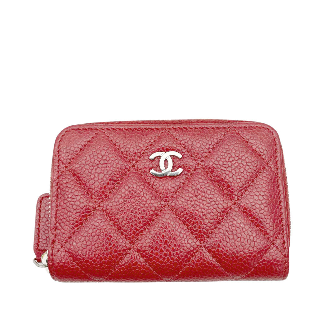 CHANEL シャネル マトラッセ コインケース キャビアスキン レッド