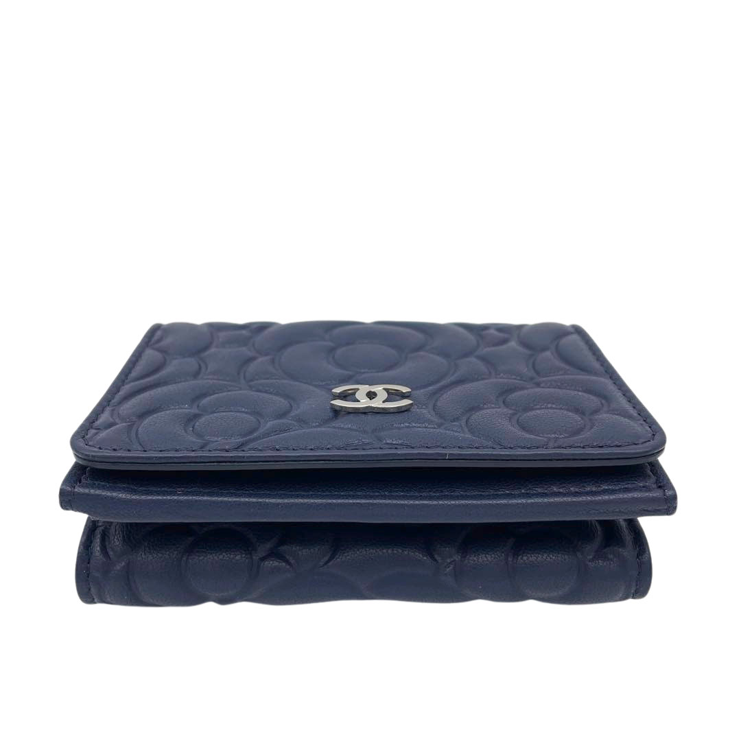 CHANEL シャネル カメリア 三つ折り財布 コンパクトウォレット レザー