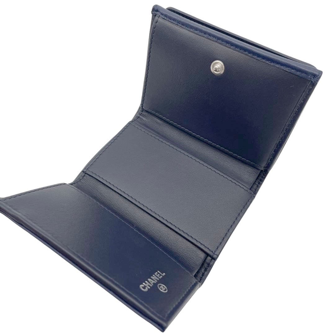 CHANEL シャネル カメリア 三つ折り財布 コンパクトウォレット レザー