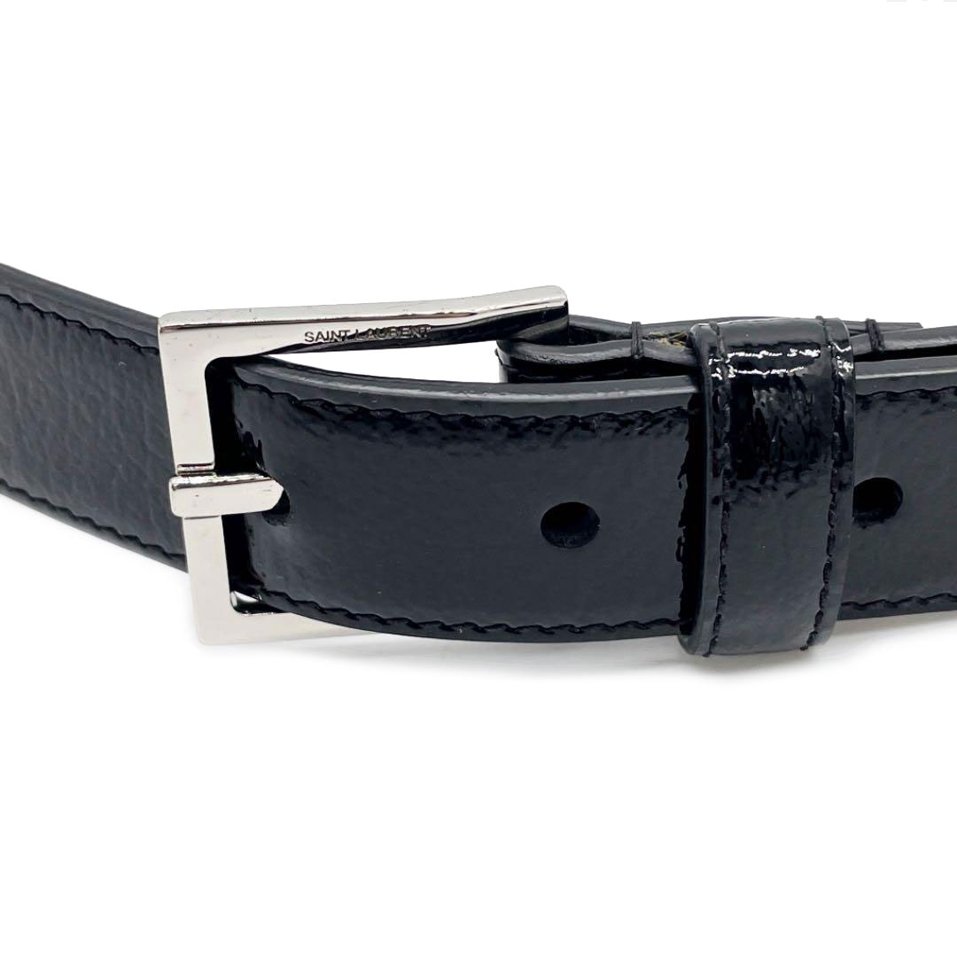 SAINT LAURENT サンローラン メンズ ベルト エナメル ブラック